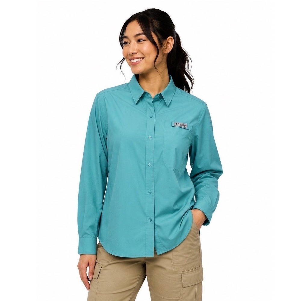 Columbia PFG Tamiami II Fishing Shirt XL Aqua Blue Long Sleeve Gorpcore 112-14